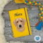 Preview: Designbeispiel der Impfpasshülle gelb für den Golden Retriever